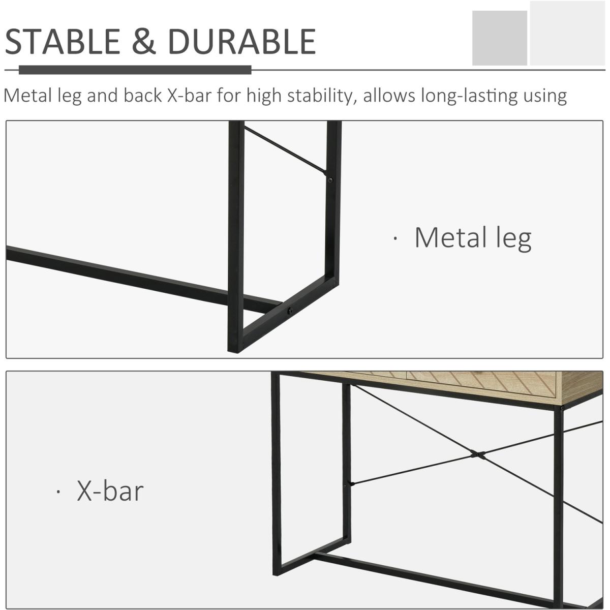 Embossed Arrow Side Table with 2 Drawers - Brown – image 4
