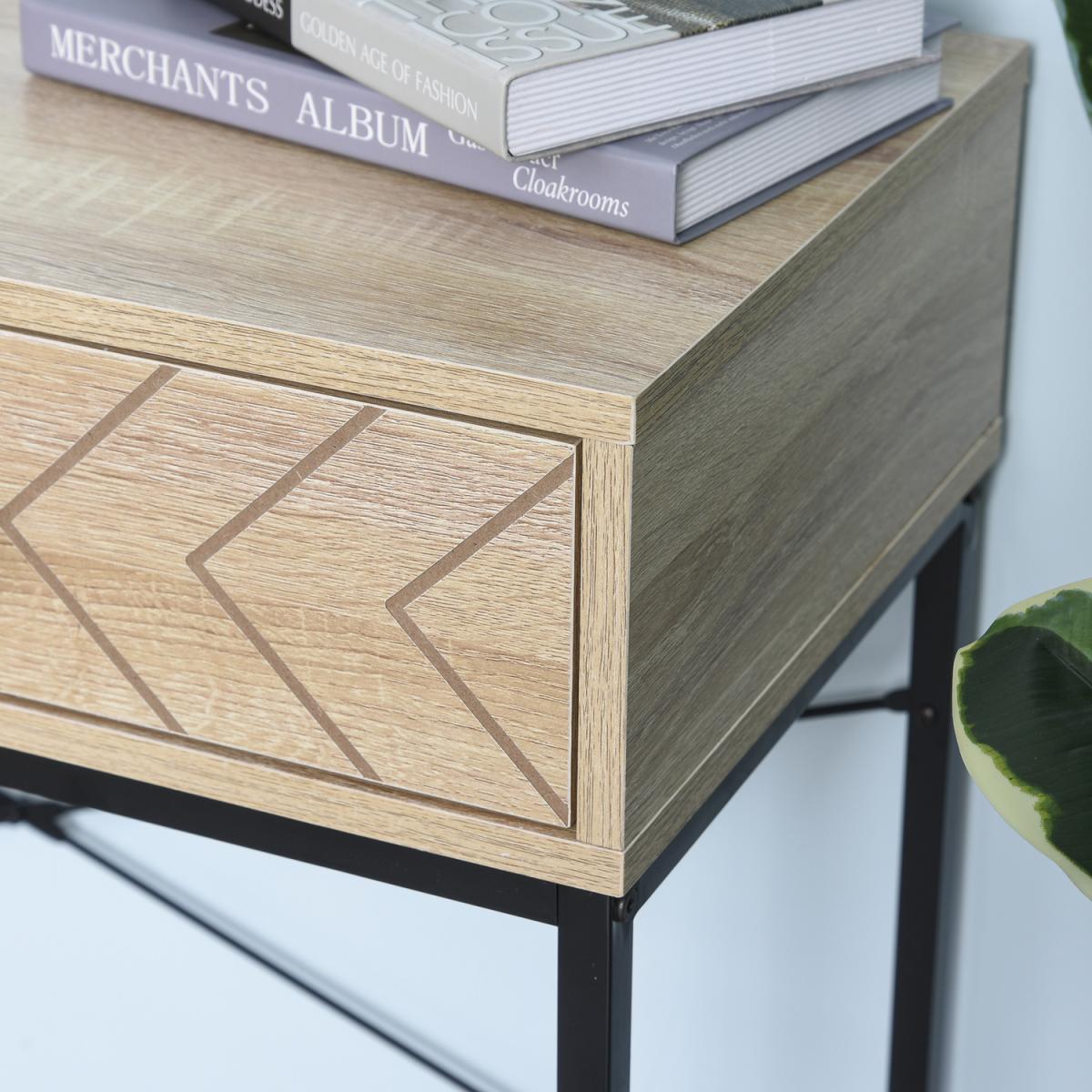 Embossed Arrow Side Table with 2 Drawers - Brown – image 6