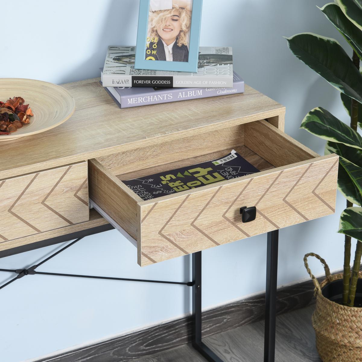 Embossed Arrow Side Table with 2 Drawers - Brown – image 7