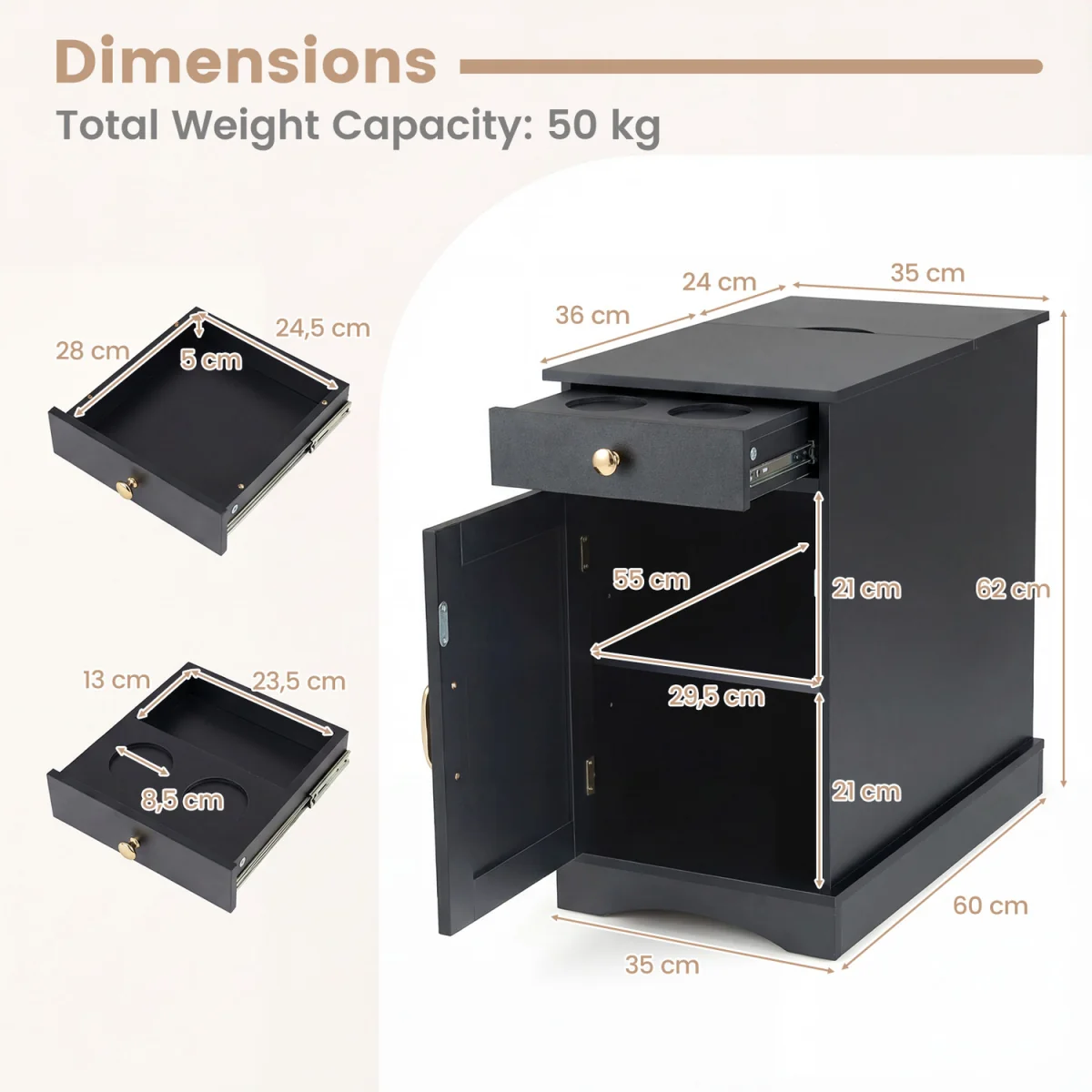 Wooden Sofa Side Table - Black – image 2
