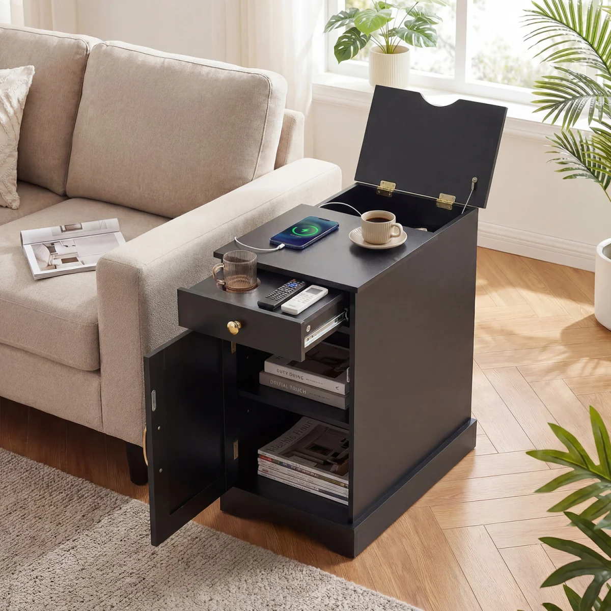 Wooden Sofa Side Table - Black – image 4