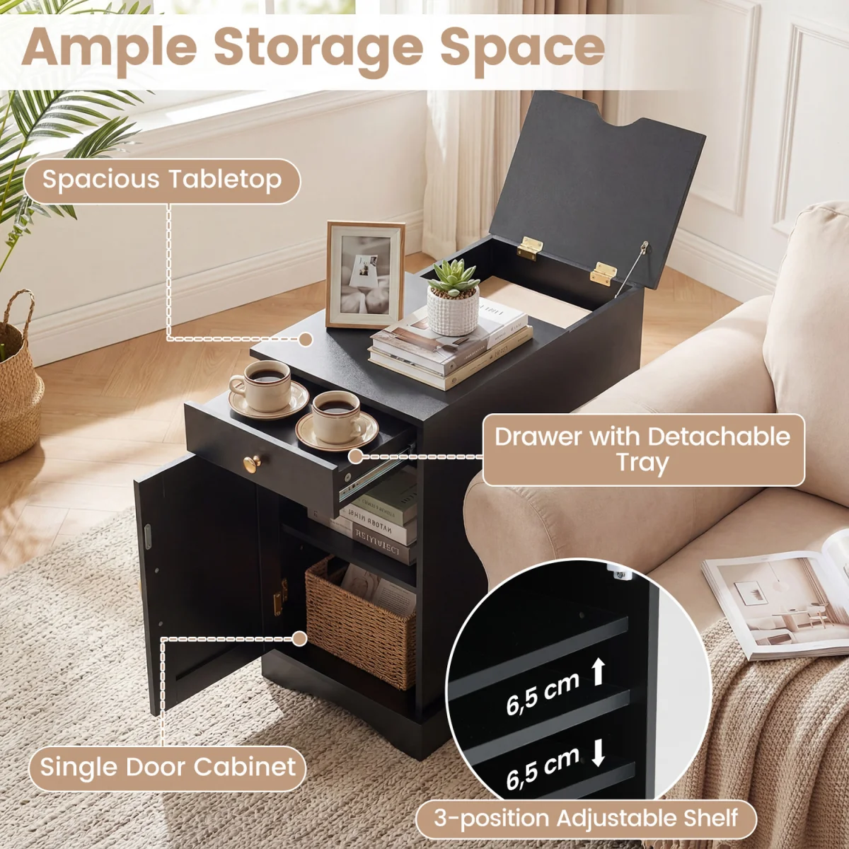 Wooden Sofa Side Table - Black – image 8