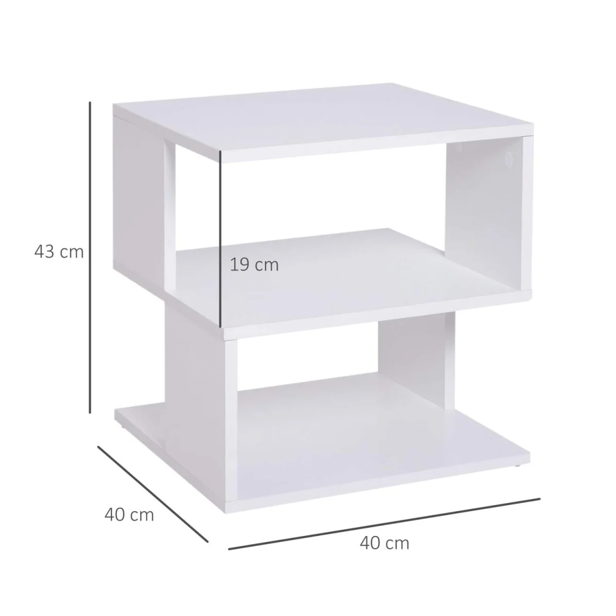 Masevi White Square Side Table with 2-Tier Storage – image 4