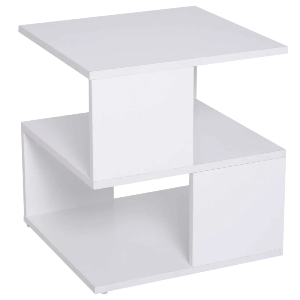 Masevi White Square Side Table with 2-Tier Storage – image 8