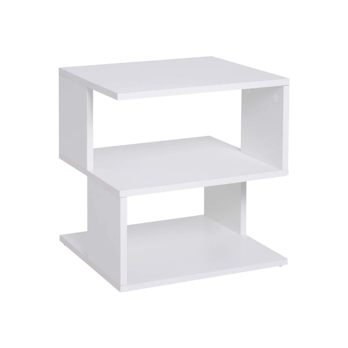 Masevi White Square Side Table with 2-Tier Storage – image 1