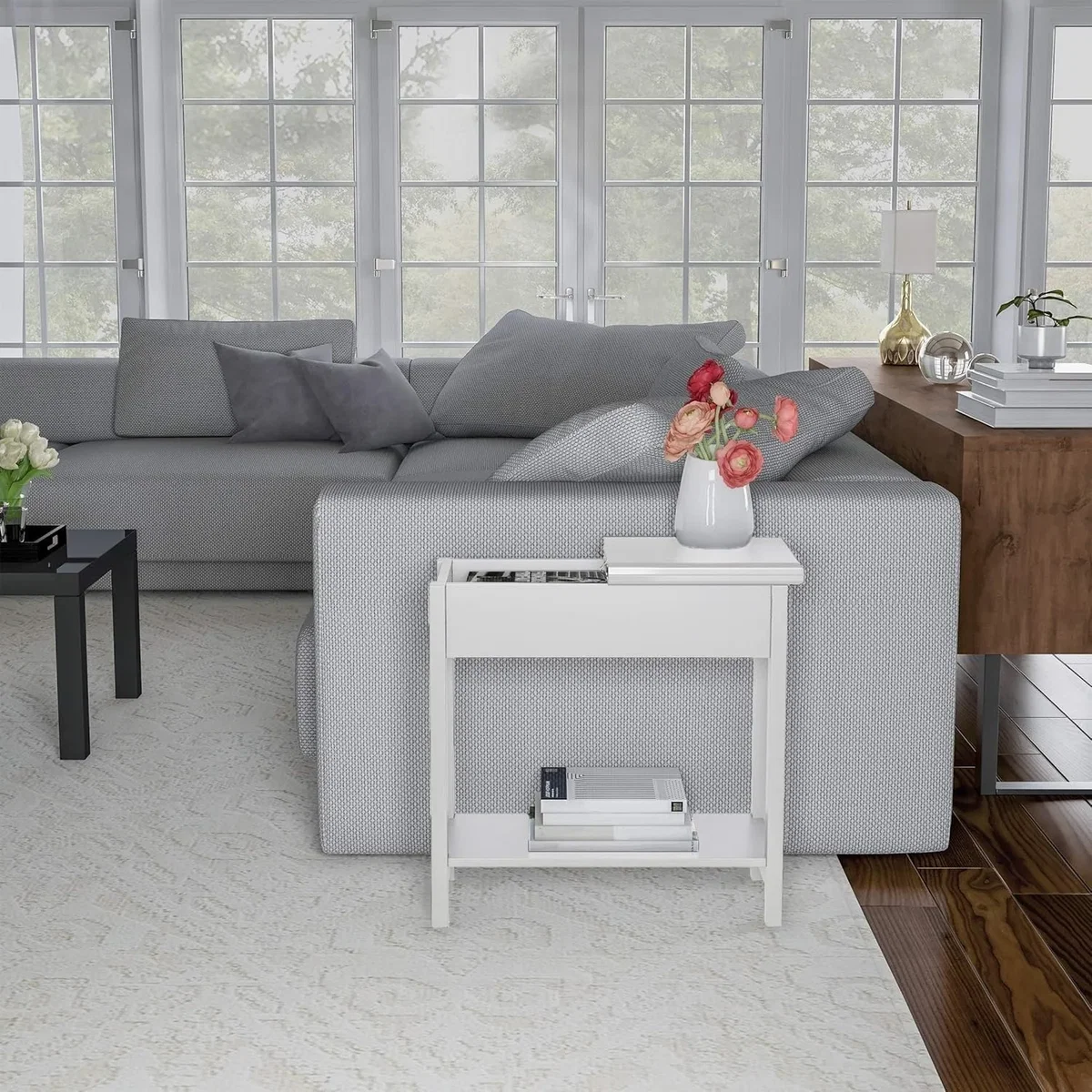 Night Stand With Shelf - White
