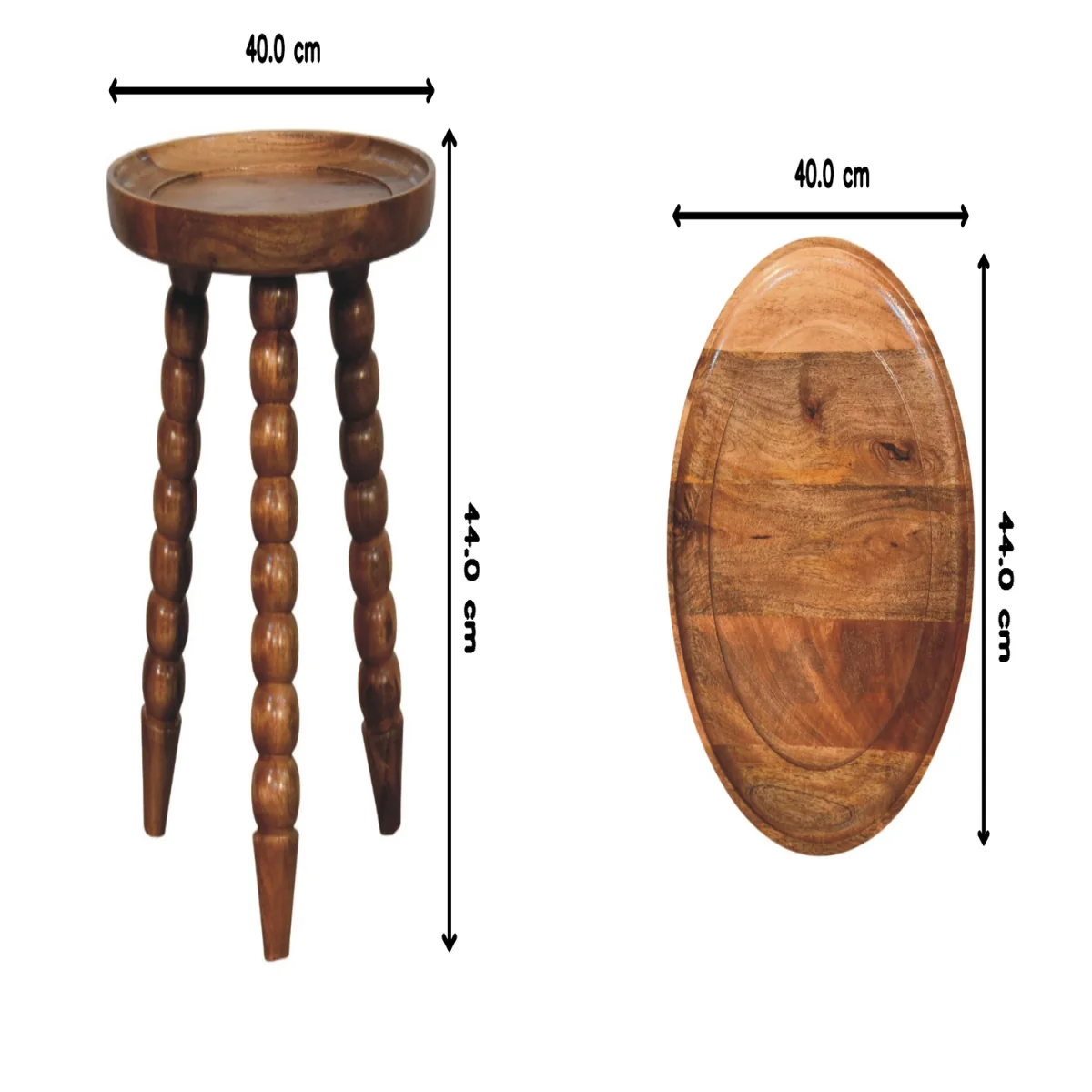 Solid Wood Spindle Tray Side Table - Brown – image 5