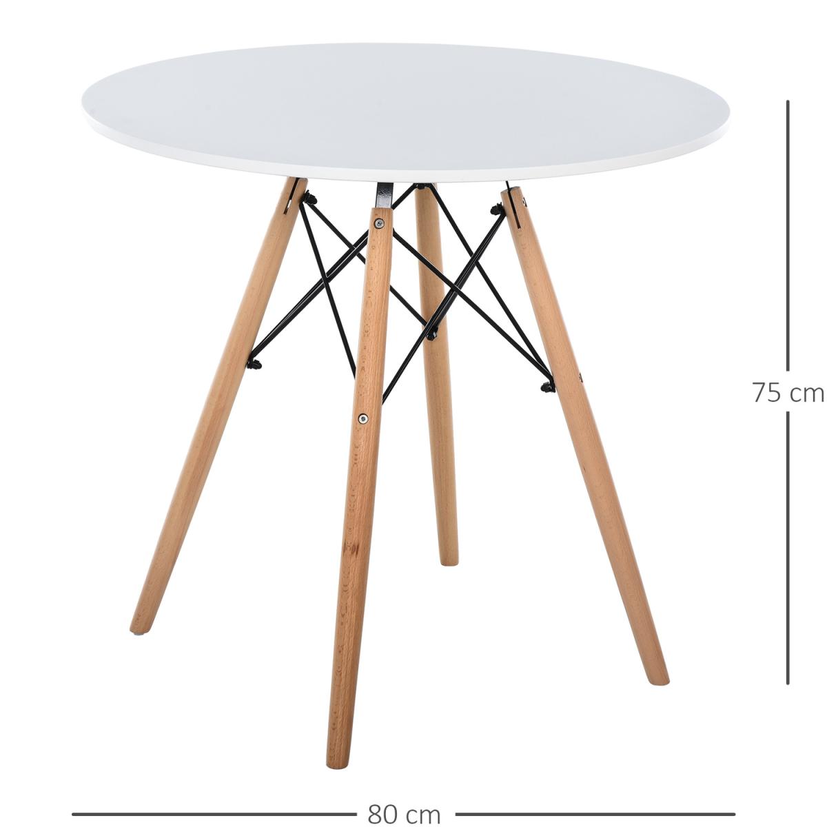 80cm Scandinavian Style Round Side Table - White – image 2