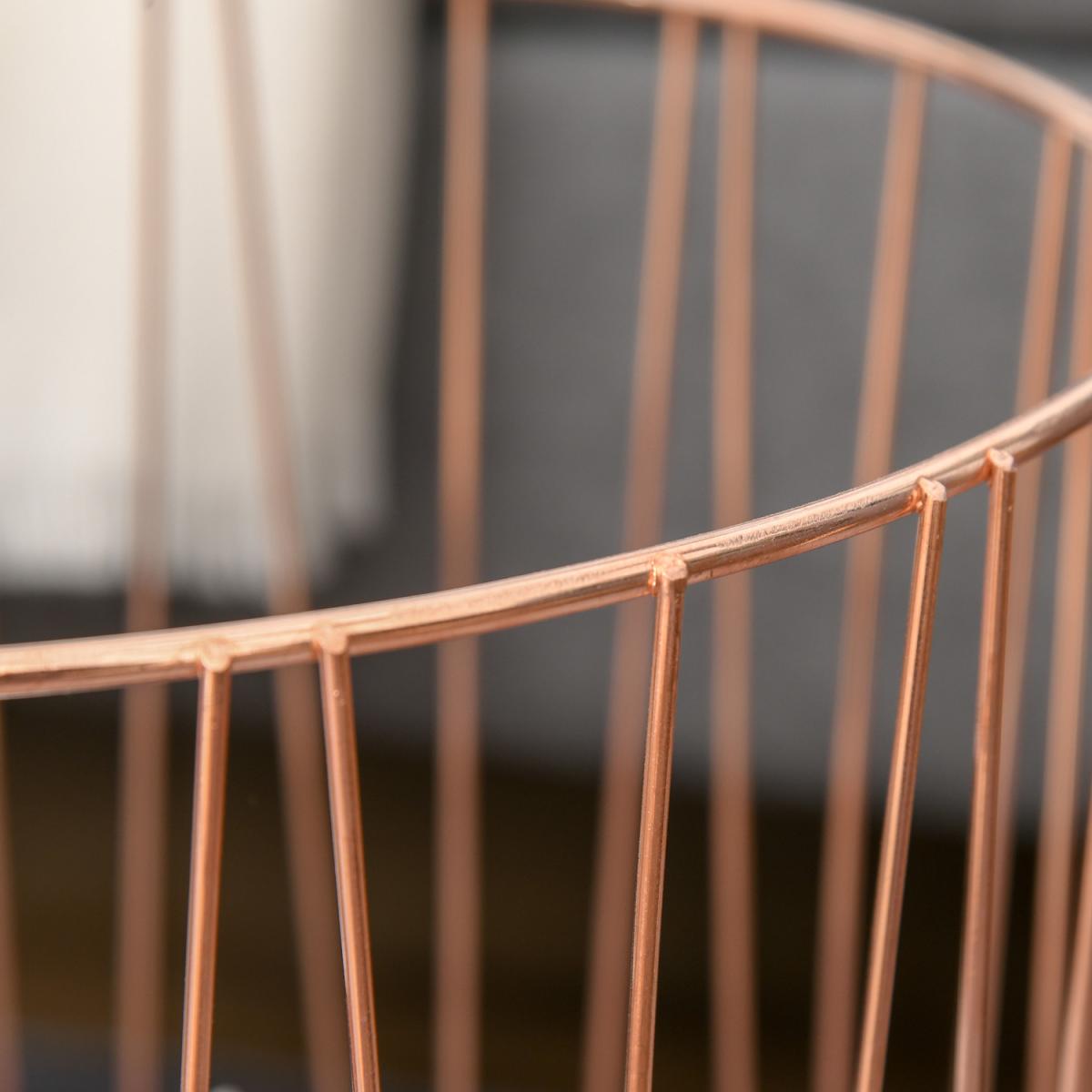Set Of 2 Elegant Webbed Side Tables with Metal Frame Storage - Rose Gold & Natural Wood – image 7
