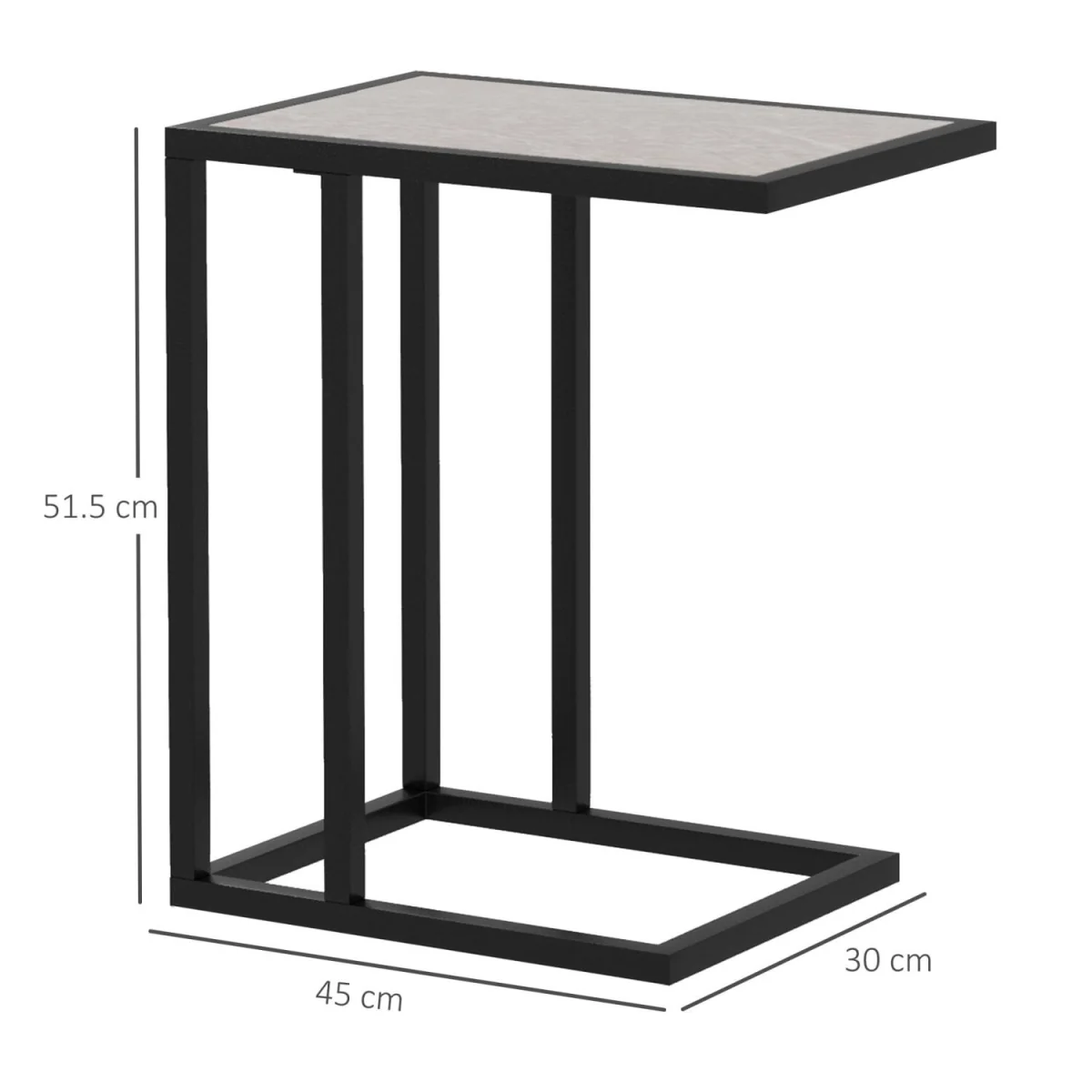 Nonili Metal and Wooden Grey Side Table with Marble Effect Top – image 4