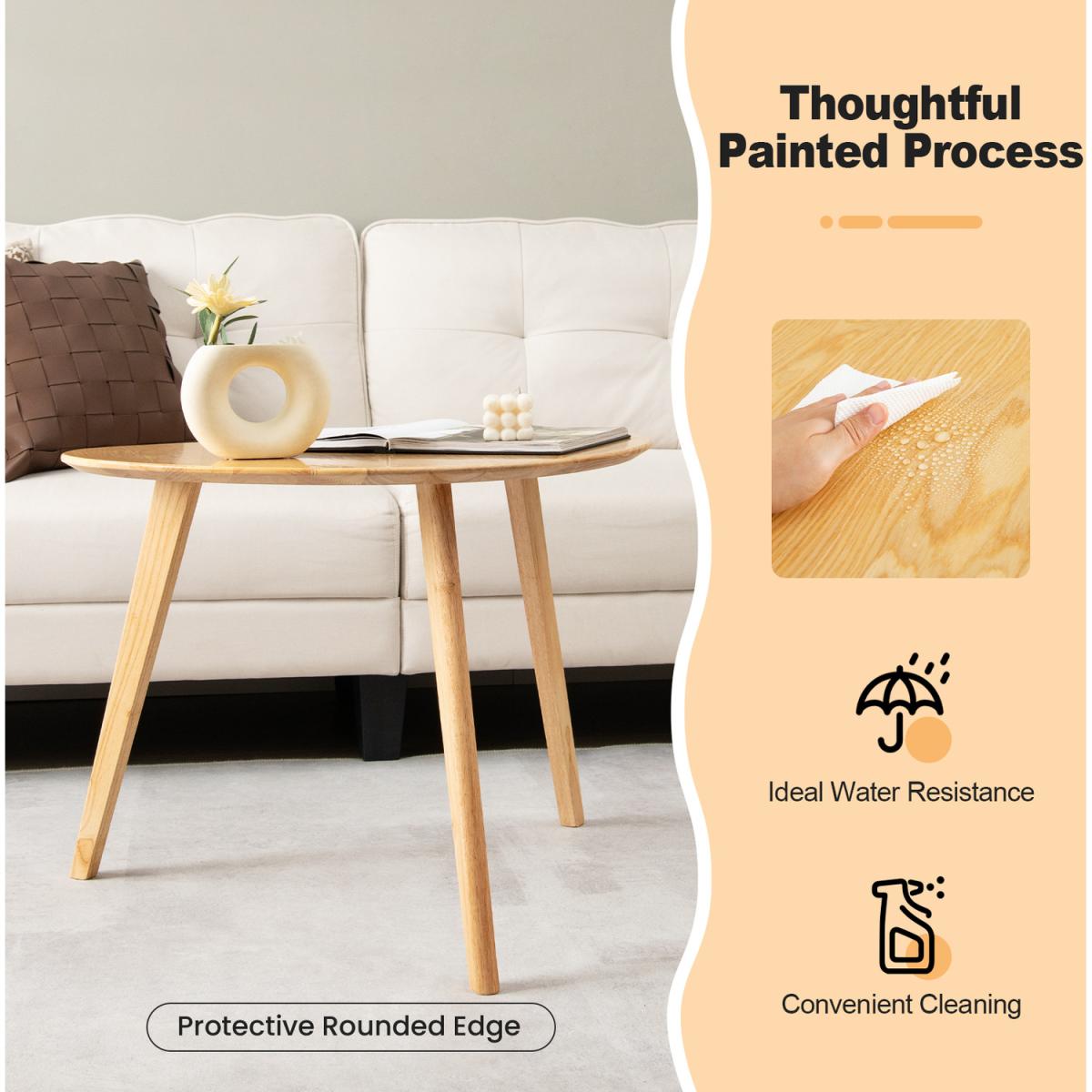 Costway 2-Piece Nesting End Table Set-Natural - Natural – image 7