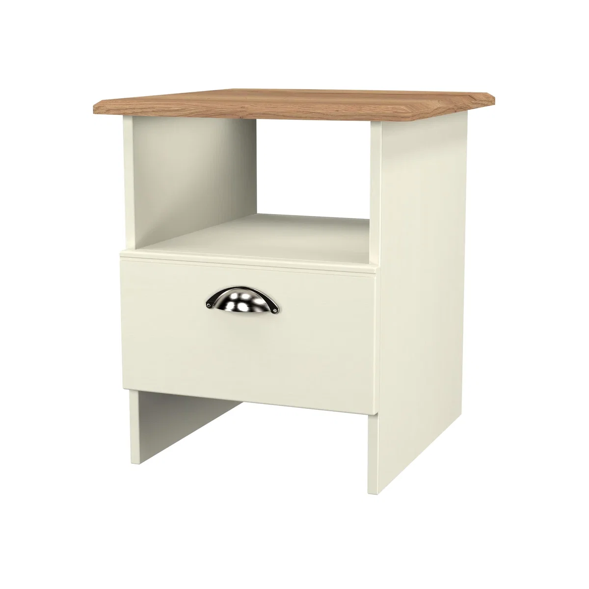 Victoria Ready Assembled Bottom Drawer Lamp Table - Cream Ash & Riviera Oak