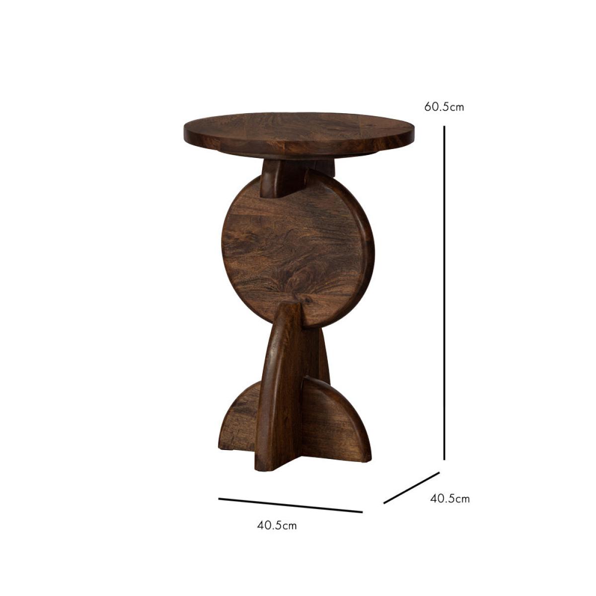 Warm Brown Mango Wood Side Table – image 2