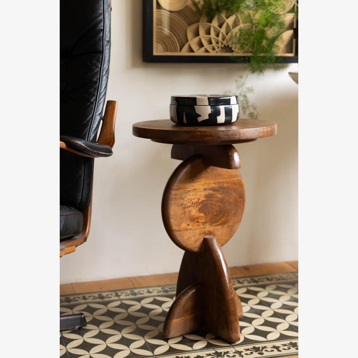 Warm Brown Mango Wood Side Table – image 1