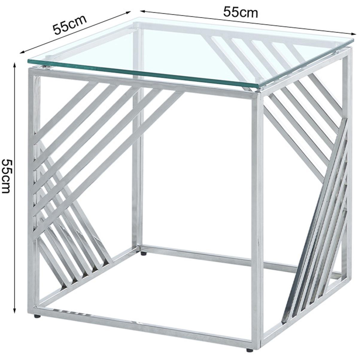 Luxury Tempered Glass Top End Side Table  - Silver – image 2
