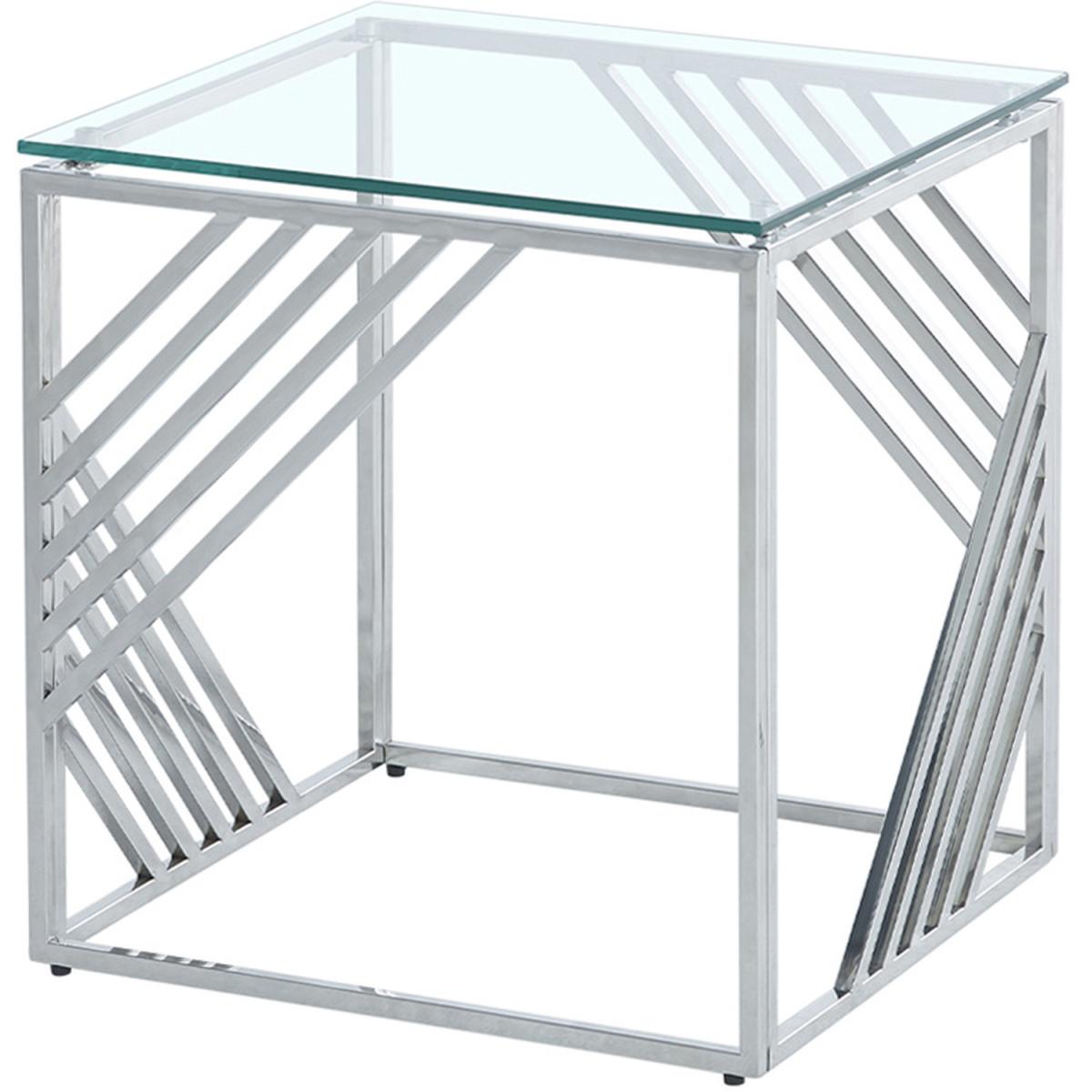 Luxury Tempered Glass Top End Side Table  - Silver – image 4