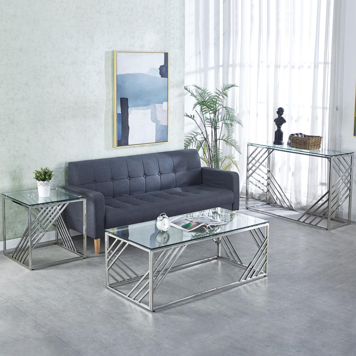 Luxury Tempered Glass Top End Side Table  - Silver – image 6