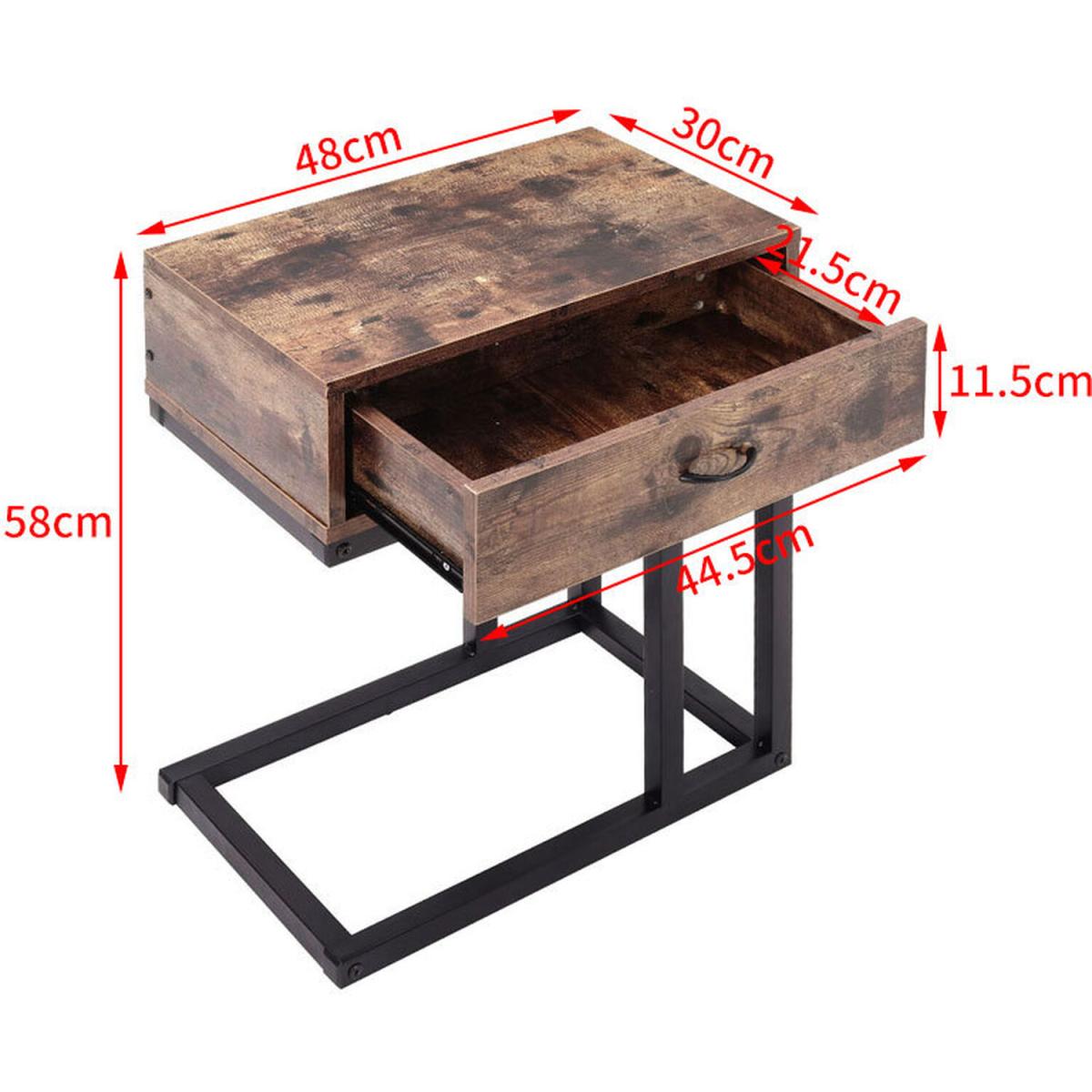 Retro Industrial Style End Side Tea Coffee Table - Brown – image 4