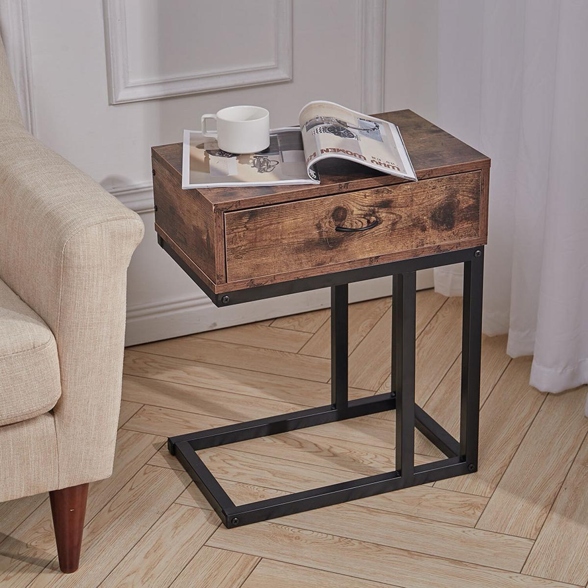 Retro Industrial Style End Side Tea Coffee Table - Brown – image 5