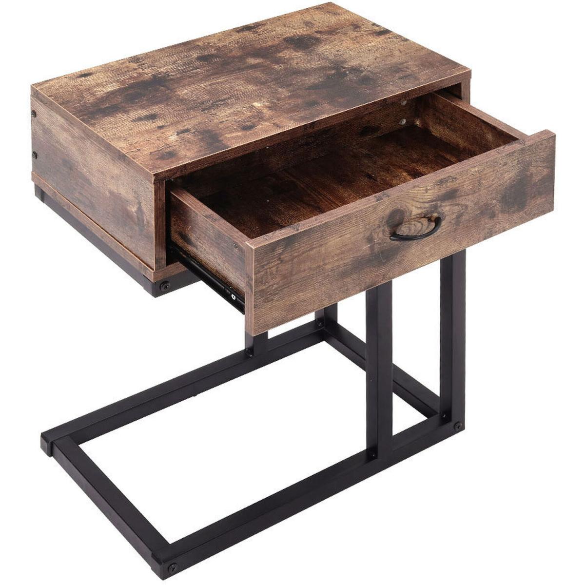 Retro Industrial Style End Side Tea Coffee Table - Brown – image 6