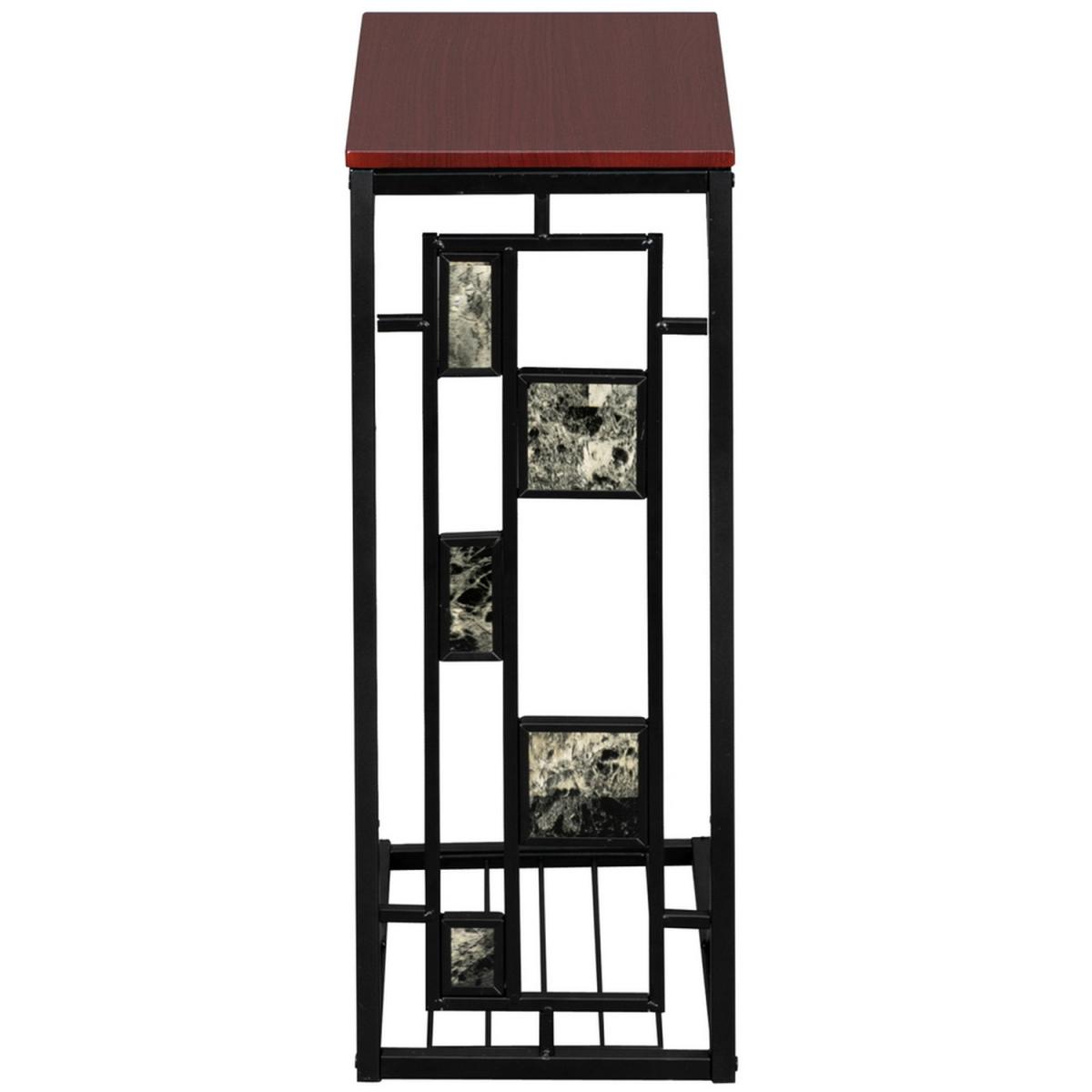 Iron C-Shaped Sofa End Side Table - Brown / Stone Style – image 5