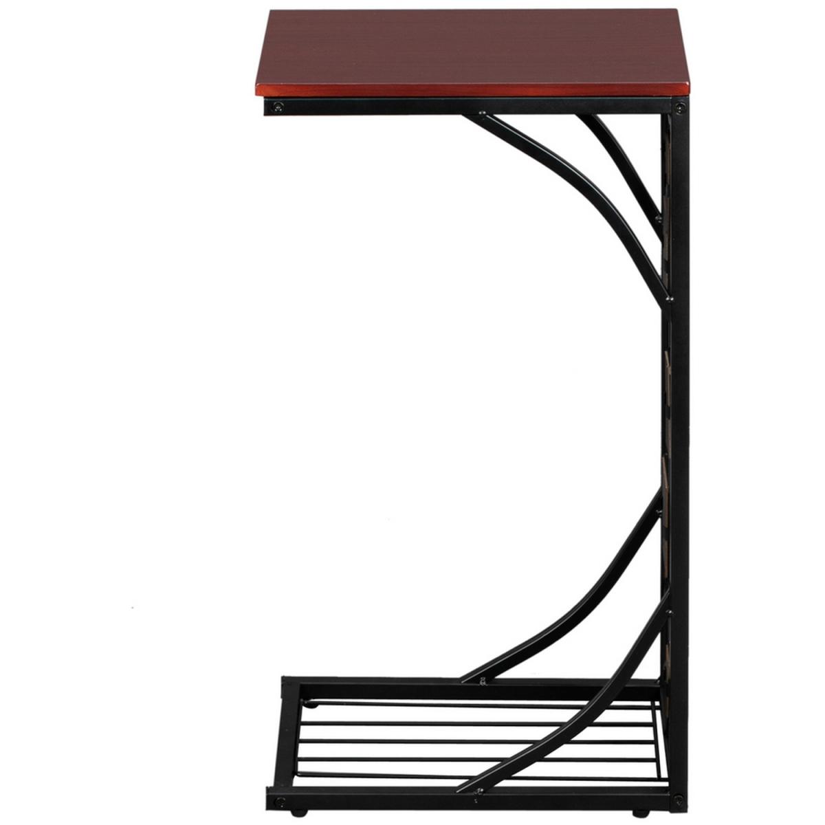 Iron C-Shaped Sofa End Side Table - Brown / Stone Style – image 6
