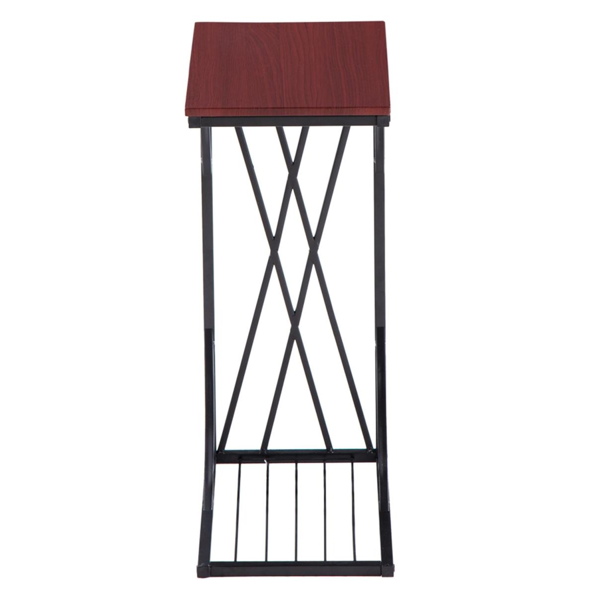 Iron C-Shaped Sofa End Side Table - Brown / Stone Style – image 7