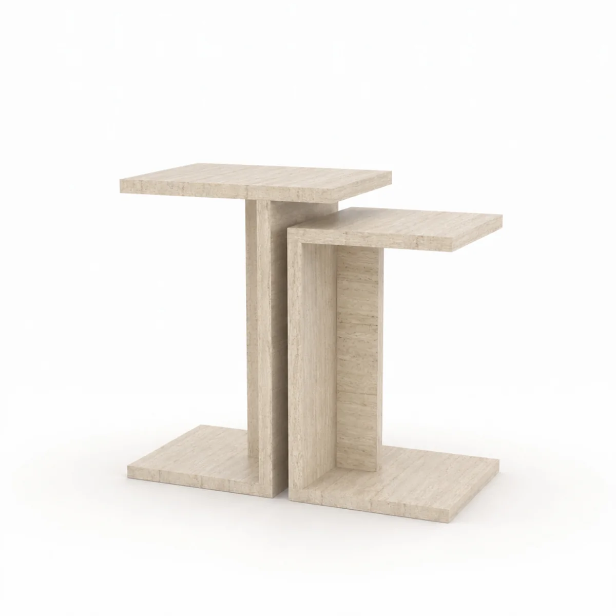Decortie Nero C Shaped Side Table Set of 2 - Travertine – image 2