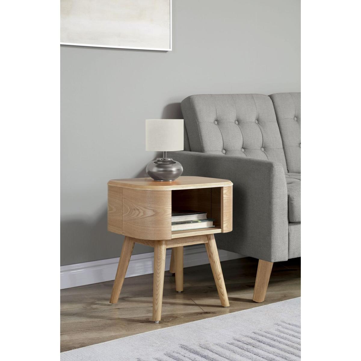 Lamp Table with Open Storage - Oak – image 4