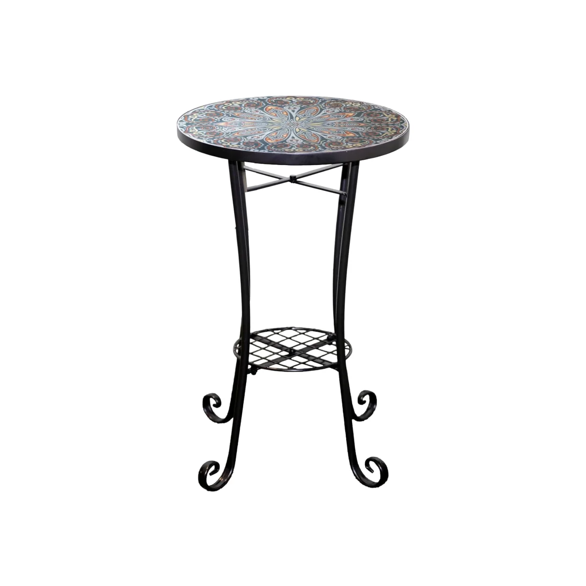 Cairo Mosaic Plant Stand Side Table - Multi Color frame with mosaic tile seat – image 1