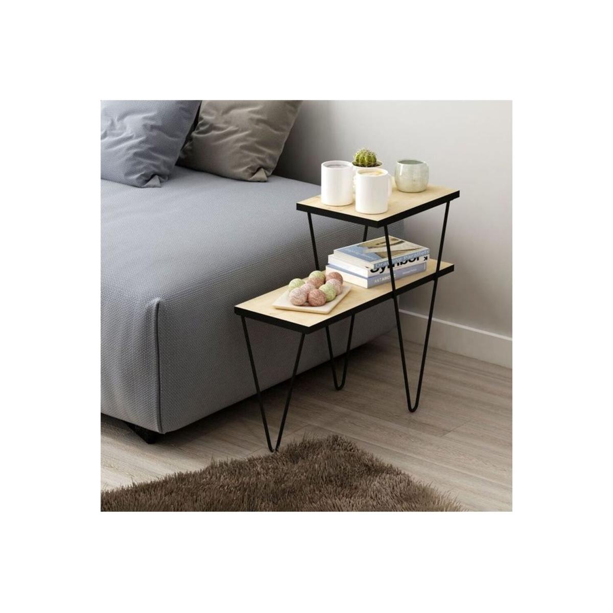 Toros Side Table - Oak, Black – image 1