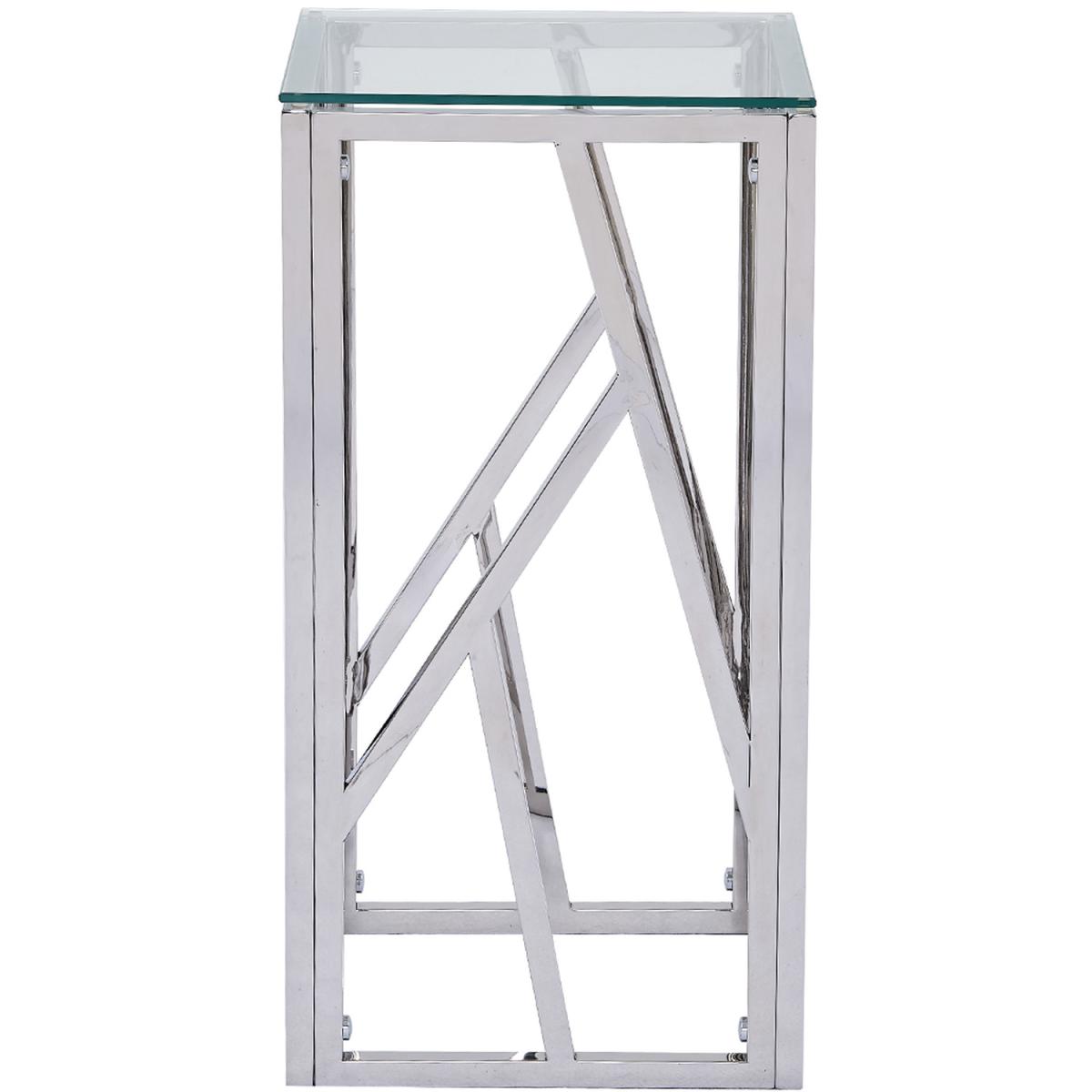 Side Table - Roma Chrome Metal Glass-Top Telephone End Table - Chrome – image 4