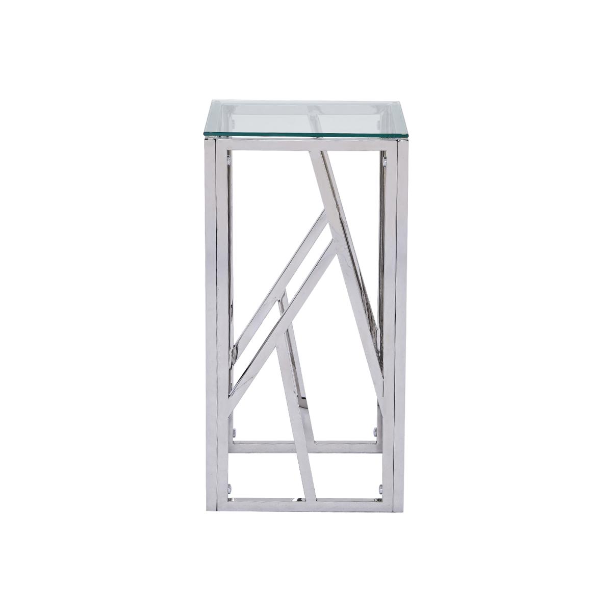 Side Table - Roma Chrome Metal Glass-Top Telephone End Table - Chrome – image 1
