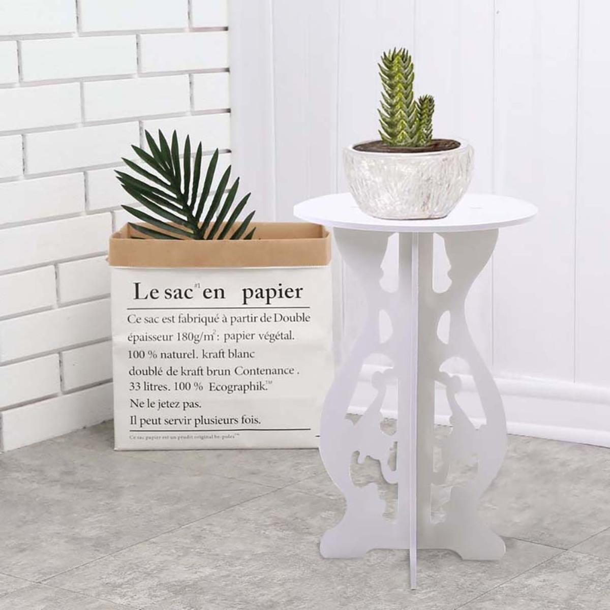 Corner Side Table Flower Plant Stand - White – image 4