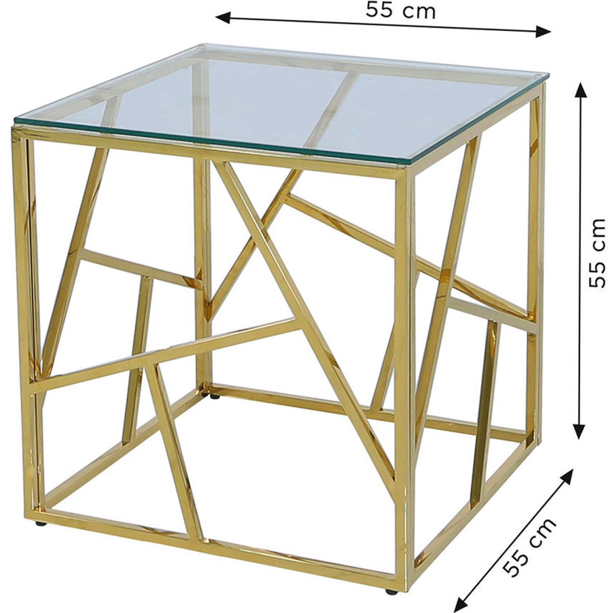 Side Table - Roma Gold Metal Glass Top Lamp End Table - Gold – image 2