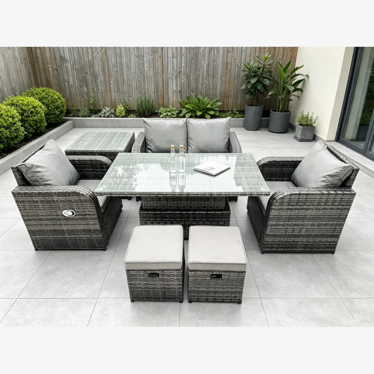 Fimous Sofa Set Lift Table Side Table Stool Loveseat - Dark Grey