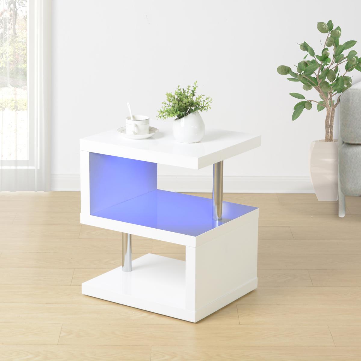 Led Side Table White High Gloss - White