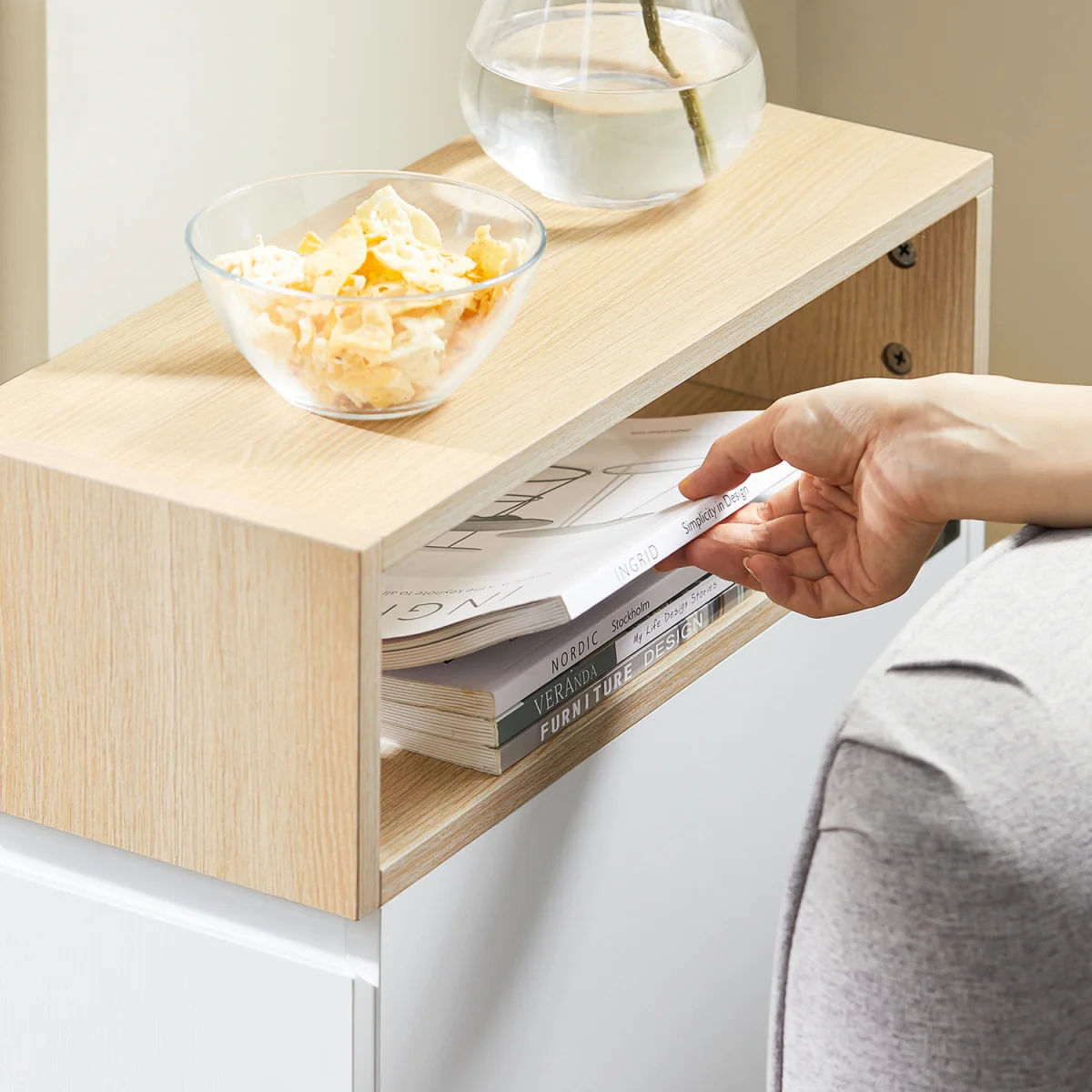 Slim Rolling Side Table with 2 Drawers - White – image 11