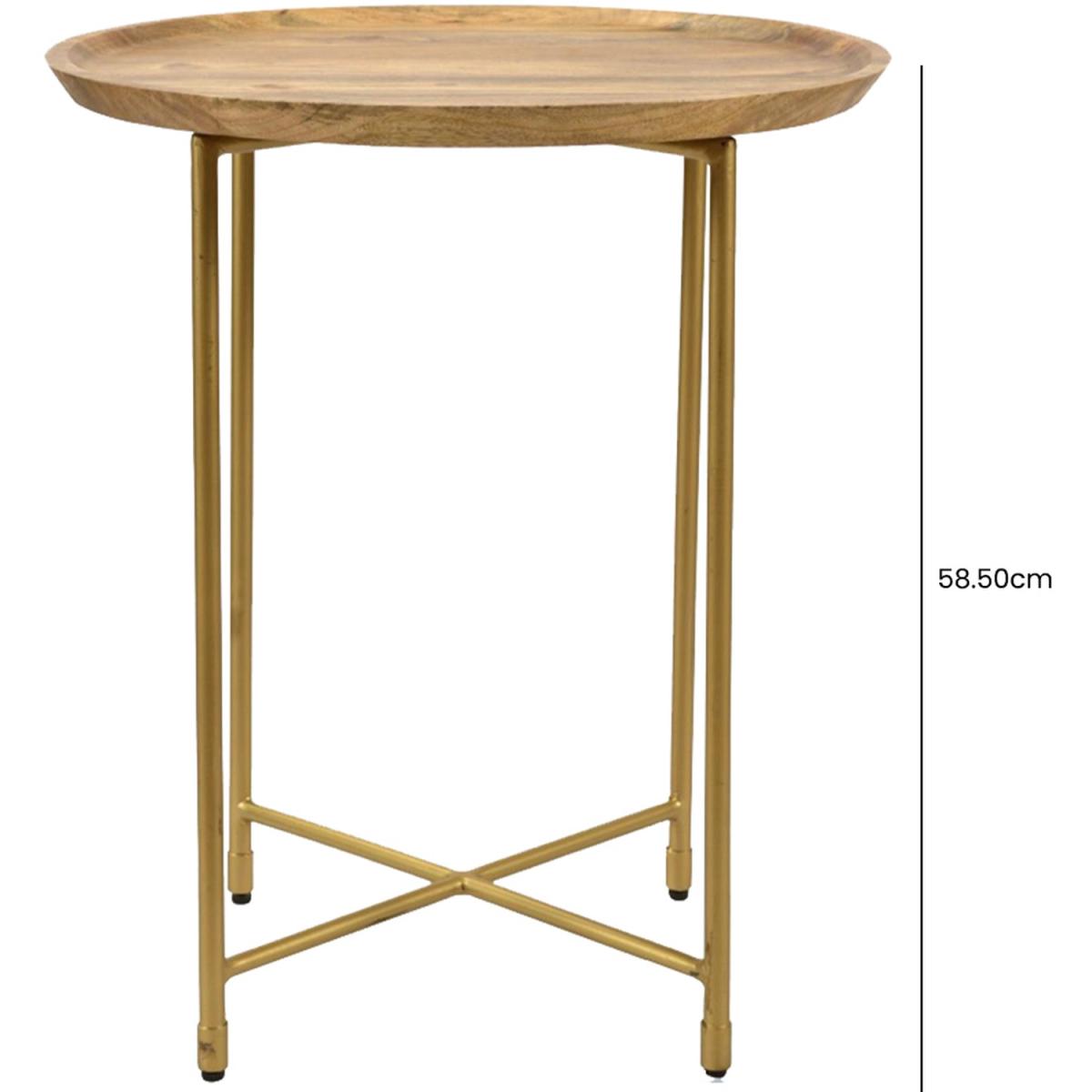 McKelly Round Wood Simple Side Table - Brown Gold – image 2