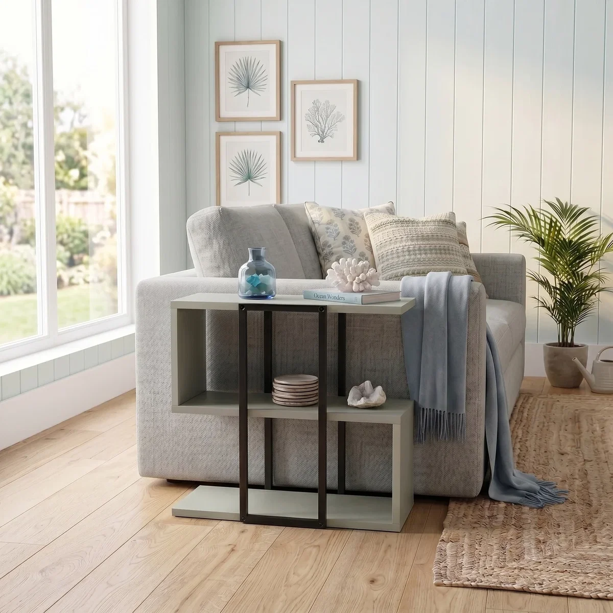 Decortie Homia Small Side Table with Metal Frame and Open Shelf - Sandstone – image 14