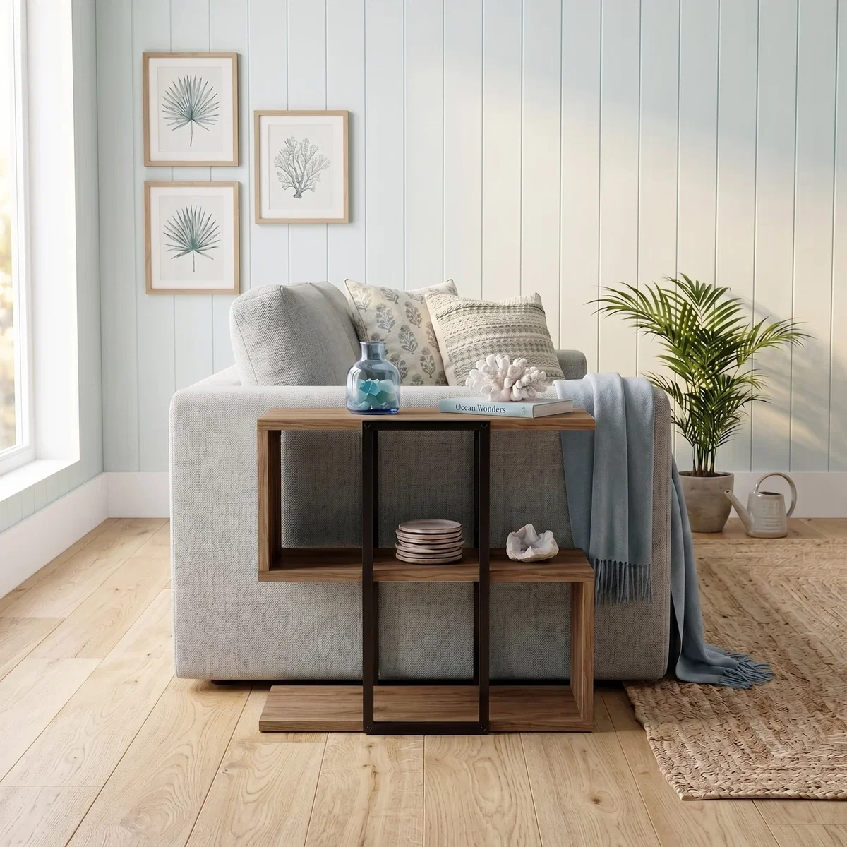 Decortie Homia Small Side Table with Metal Frame and Open Shelf - Sandstone – image 3