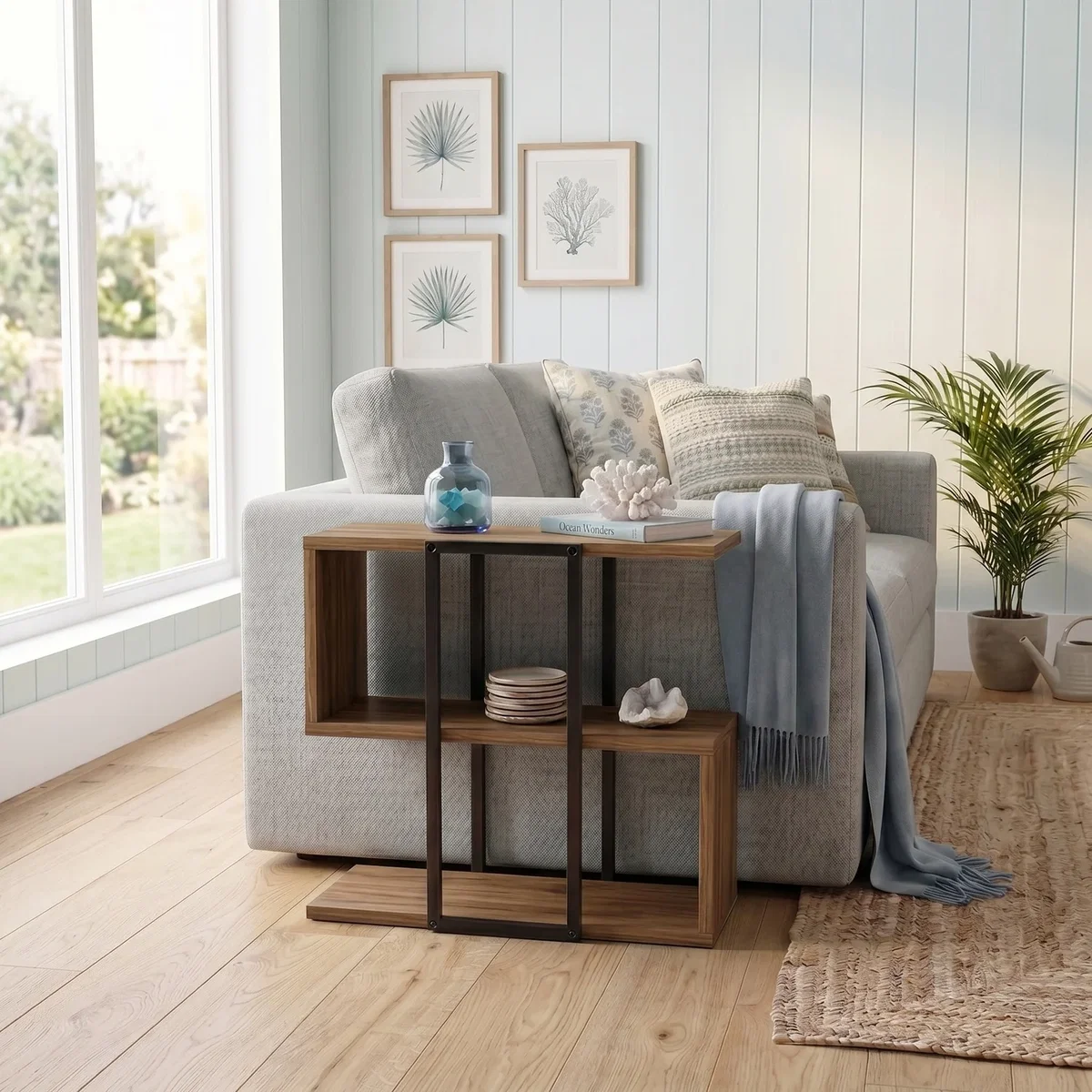 Decortie Homia Small Side Table with Metal Frame and Open Shelf - Sandstone – image 4