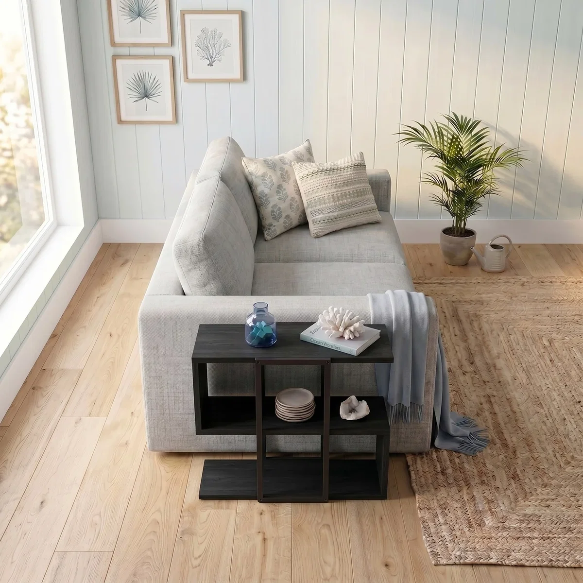 Decortie Homia Small Side Table with Metal Frame and Open Shelf - Sandstone – image 10