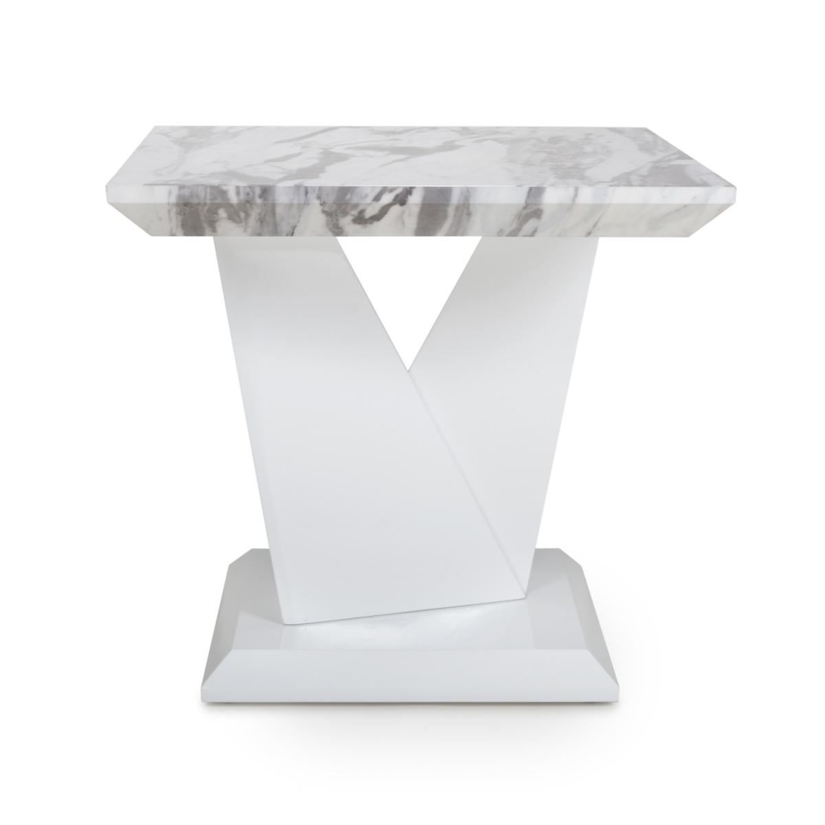 Saturn Marble Effect Grey and White Lamp Table - Grey and White – image 6