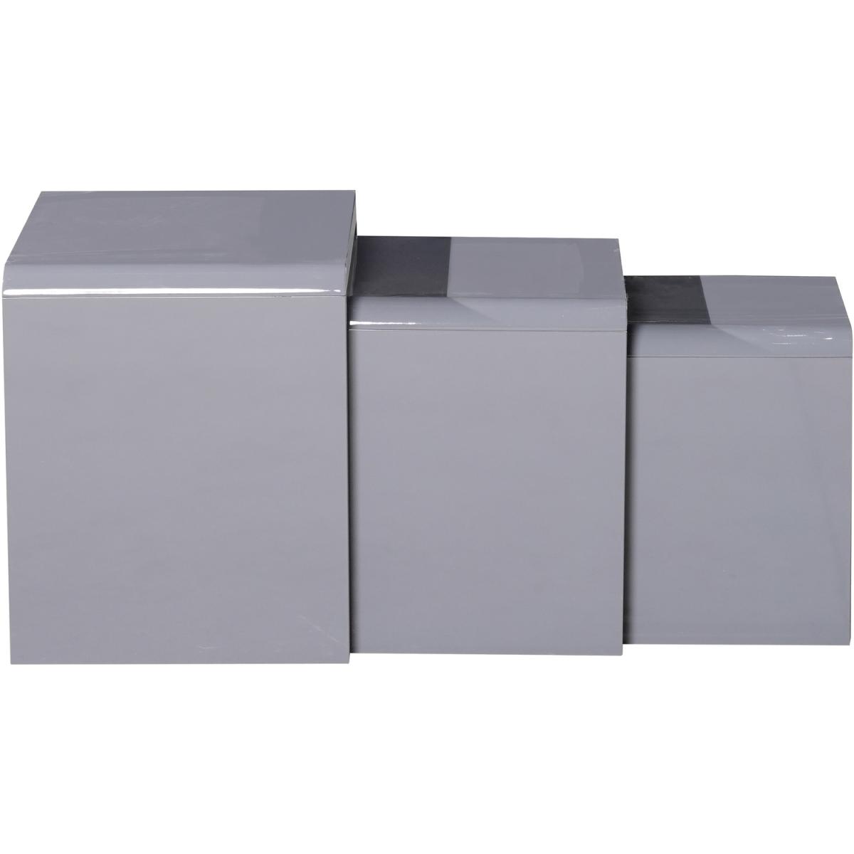 Nest of Tables Set of 3 Grey High Gloss - Grey – image 2