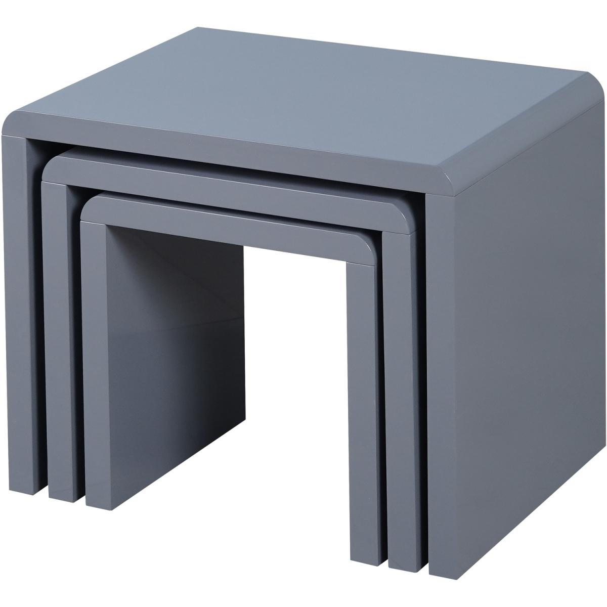 Nest of Tables Set of 3 Grey High Gloss - Grey – image 3