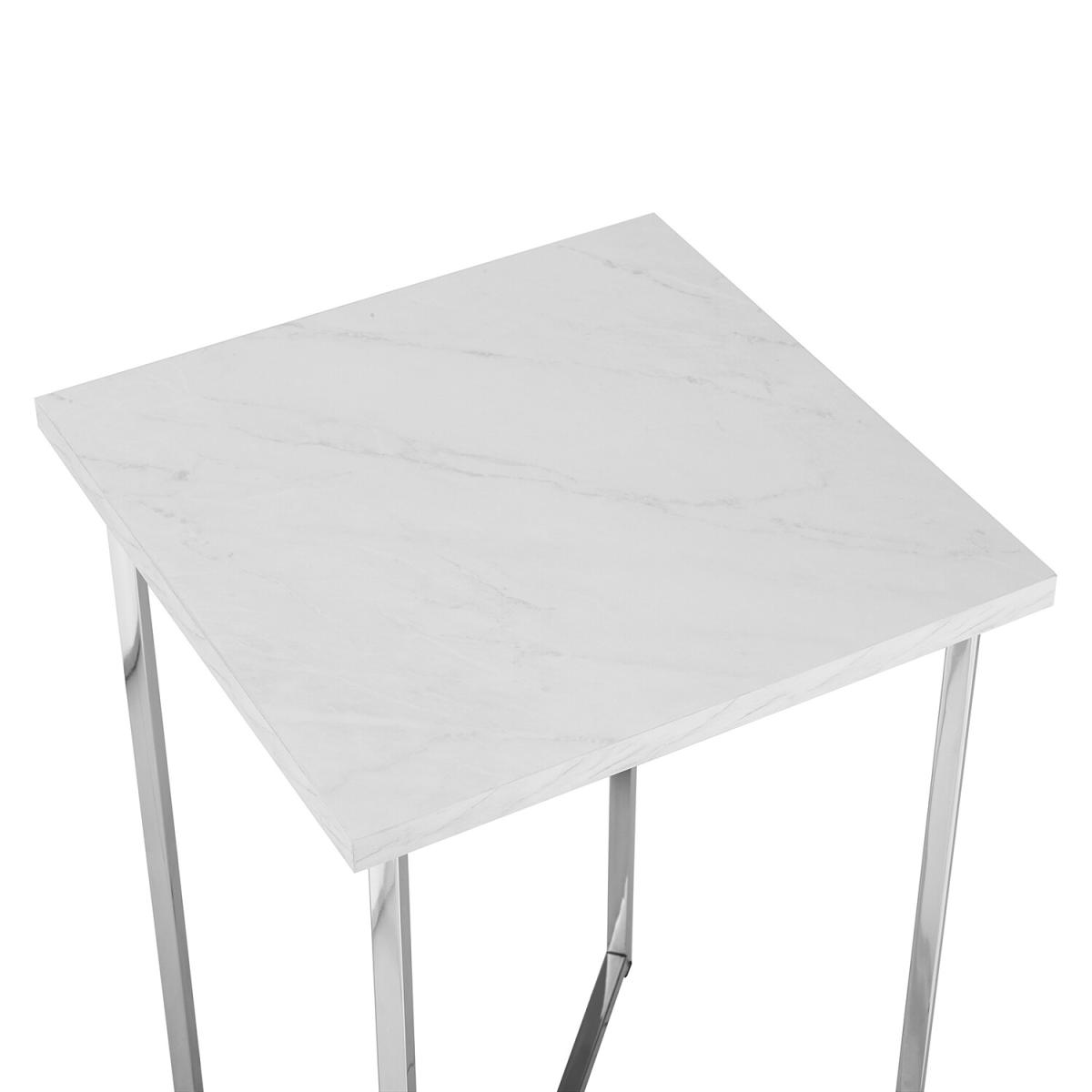 Madison Square Side Table - White Marble & Chrome – image 4
