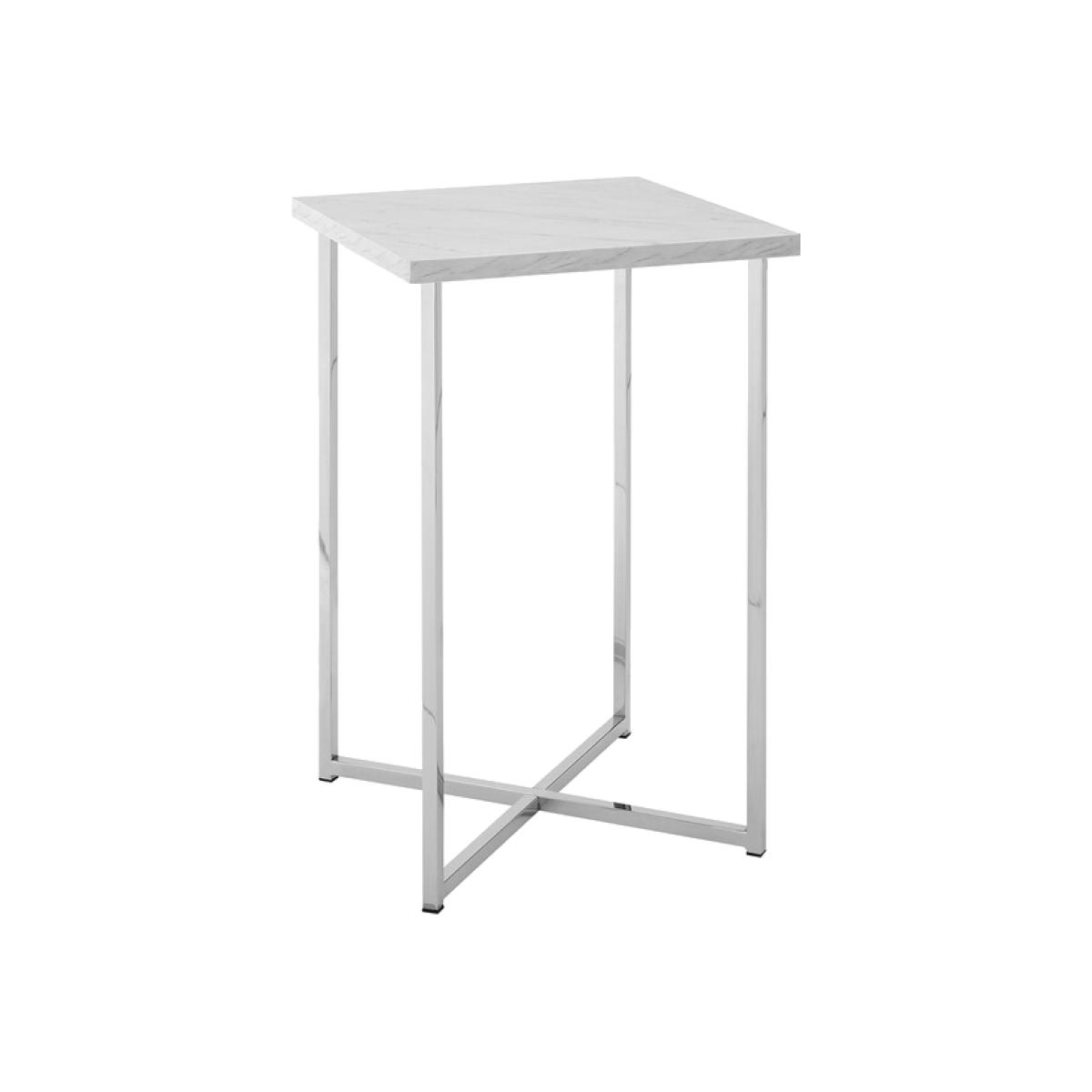 Madison Square Side Table - White Marble & Chrome – image 1