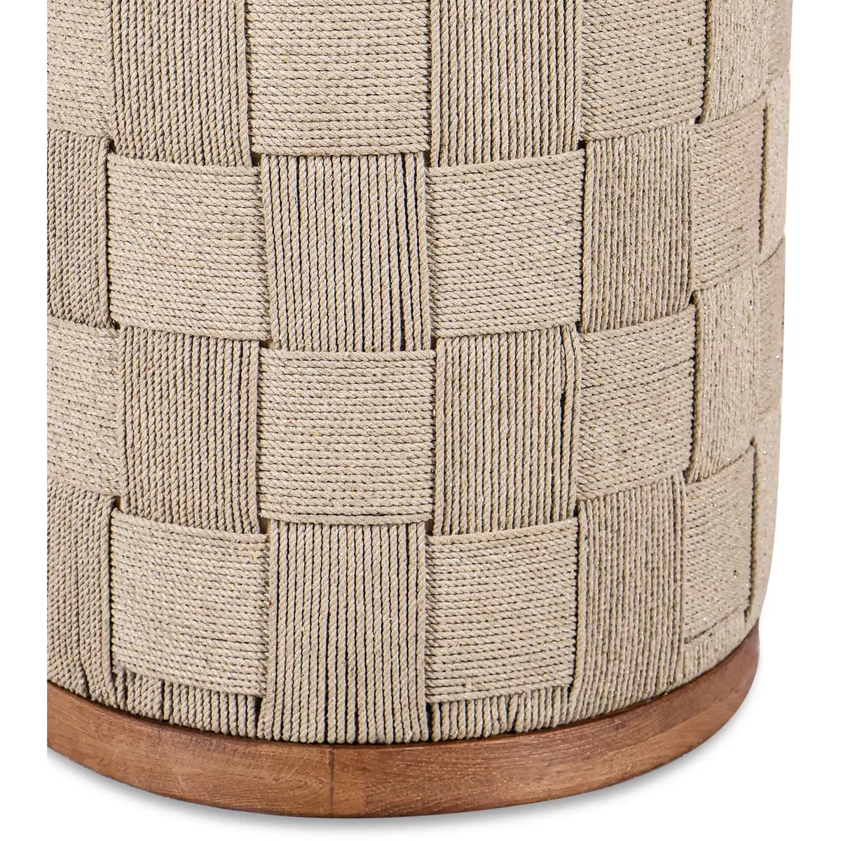 Round Woven Rope Side Table with Solid Oak Wood Top - Natural – image 4