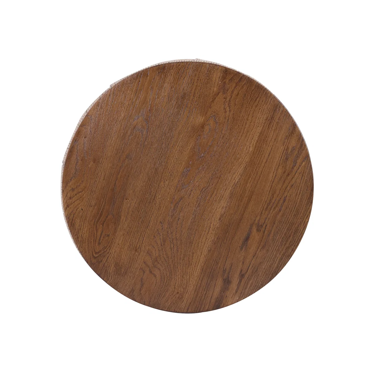 Round Woven Rope Side Table with Solid Oak Wood Top - Natural – image 1